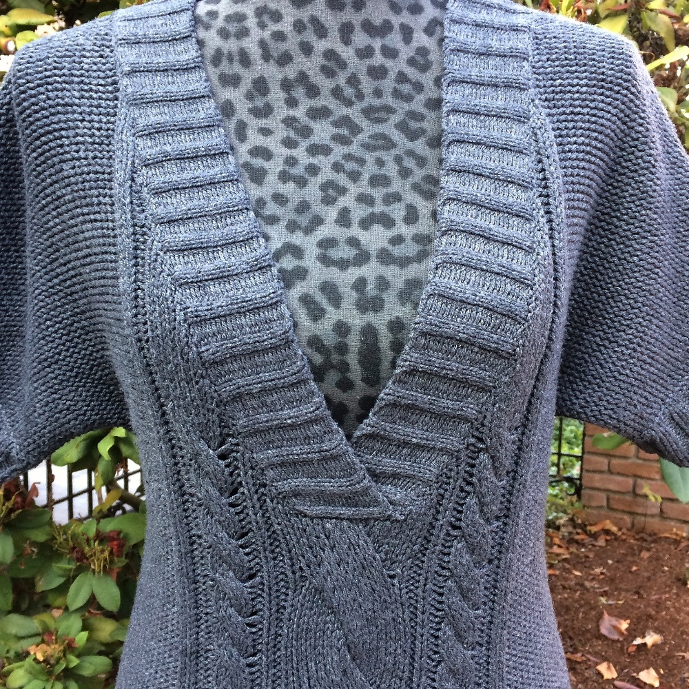 GAP Gray Cable Knit Sweater Dress - Size Medium - Picture 6 of 8
